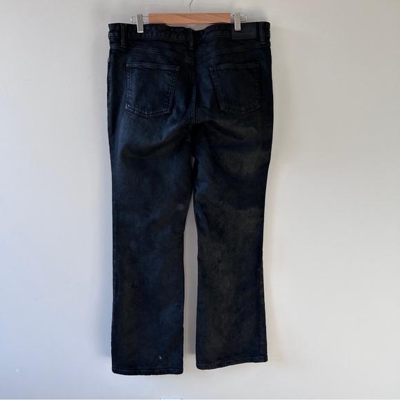 Lauren Ralph Lauren Black Waxed Denim Jeans Classic Preppy Wideleg Women’s 14W - Picture 2 of 10